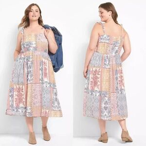Lane bryant Sweetheart-Neck Tie-Shoulder Midi Dress 18 NWT